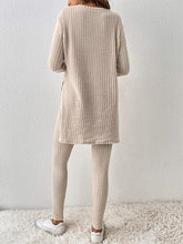 Side Slit Round Neck Long Sleeve Top and Pants Set OutfitFlow